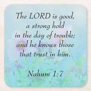 Der Herr ist gut - Nahum 1:7 Rechteckiger Pappuntersetzer