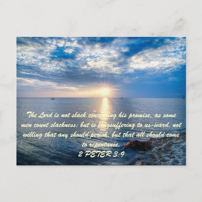Der Herr ist in Bezug auf sein Versprechen nicht w Postkarte (Vorderseite)