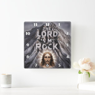 Der Herr ist mein Felsen: Psalm 18:2 Quadratische Wanduhr