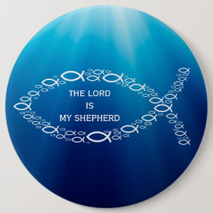 Der Herr ist mein Hirte   Christliche kleine Fisch Button