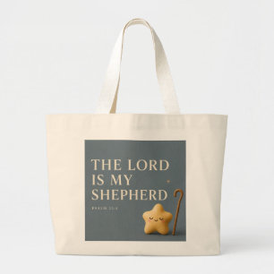 Der Herr ist mein Hirte   Psalm 23:1 Blau Grau Jumbo Stoffbeutel