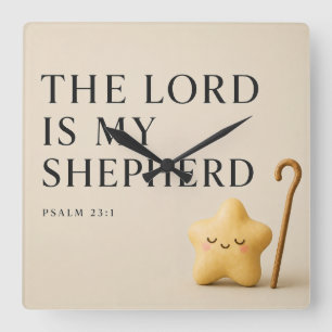 Der Herr ist mein Hirte   Psalm 23:1   Creme Quadratische Wanduhr