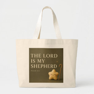 Der Herr ist mein Hirte Psalm 23:1 Olivgrün Jumbo Stoffbeutel