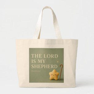 Der Herr ist mein Hirte Psalm 23:1 Sage Green Jumbo Stoffbeutel