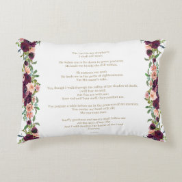 Der Herr ist mein Hirte Psalm 23 Burgunder Floral Dekokissen