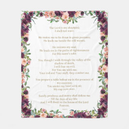 Der Herr ist mein Hirte Psalm 23 Burgunder Floral Fleecedecke