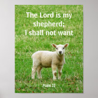 Der Herr ist mein Hirte, Psalm 23, ein Lamm-Poster