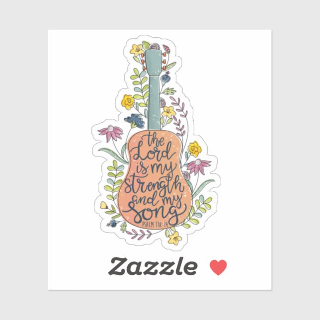 Der Herr ist meine Kraft und Song Bibelverse Aufkleber (Blatt)