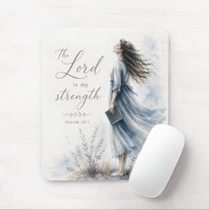 Der Herr ist meine Stärke Psalm 28:7 Aquarell Mousepad