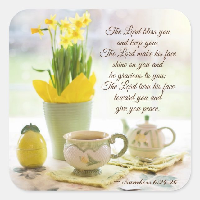 Der Herr segne euch die Nummern 6:24-26 Bibelverse Quadratischer Aufkleber (Vorderseite)