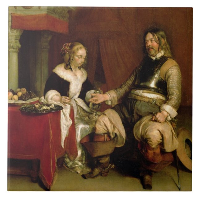 Der Herr-Soldat (Öl auf Leinwand) Fliese (Vorderseite)