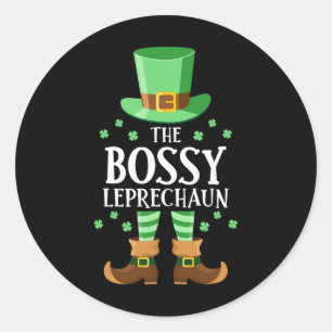Der herrische Leprechaun St Patricks Day Familien- Runder Aufkleber