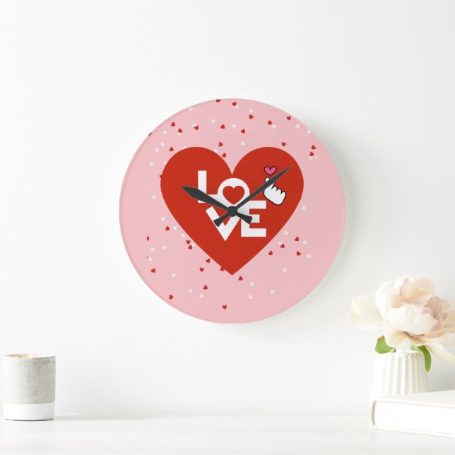 Der heutige Tag des Glücks Valentine Große Wanduhr (Zuhause)