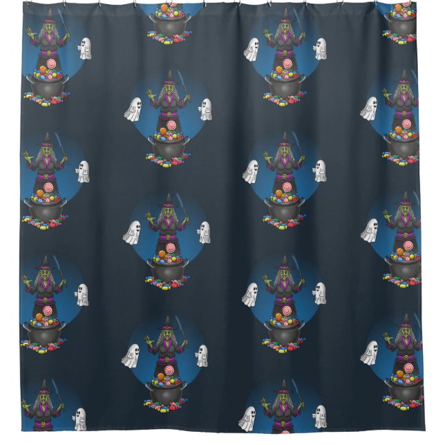 Der Hexe- und GeisterHalloween-Trick oder -Treat Duschvorhang (Vorderseite)