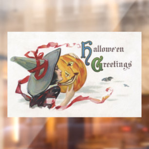 Der Hexenkuss: eine Kürbislaterne zu Halloween Fensteraufkleber