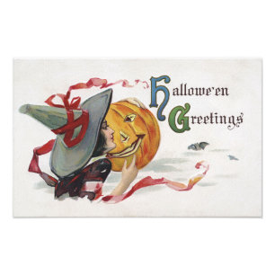 Der Hexenkuss: eine Kürbislaterne zu Halloween Fotodruck