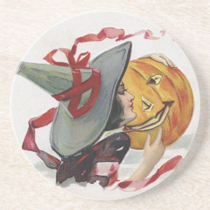 Der Hexenkuss: eine Kürbislaterne zu Halloween Getränkeuntersetzer