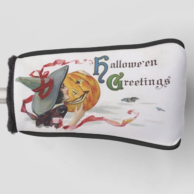 Der Hexenkuss: eine Kürbislaterne zu Halloween Golf Headcover (Vorderseite)