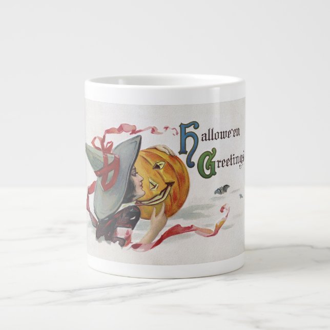 Der Hexenkuss: eine Kürbislaterne zu Halloween Jumbo-Tasse (Vorderseite)