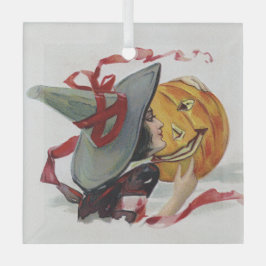 Der Hexenkuss: eine Kürbislaterne zu Halloween Ornament Aus Glas