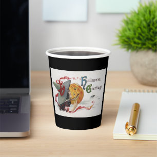 Der Hexenkuss: eine Kürbislaterne zu Halloween Pappbecher