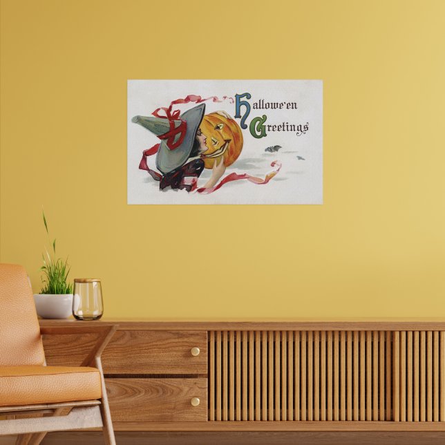 Der Hexenkuss: eine Kürbislaterne zu Halloween Poster (Wohnzimmer 2)