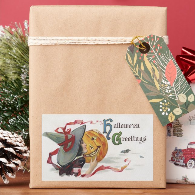 Der Hexenkuss: eine Kürbislaterne zu Halloween Rechteckiger Aufkleber (Feiertag)