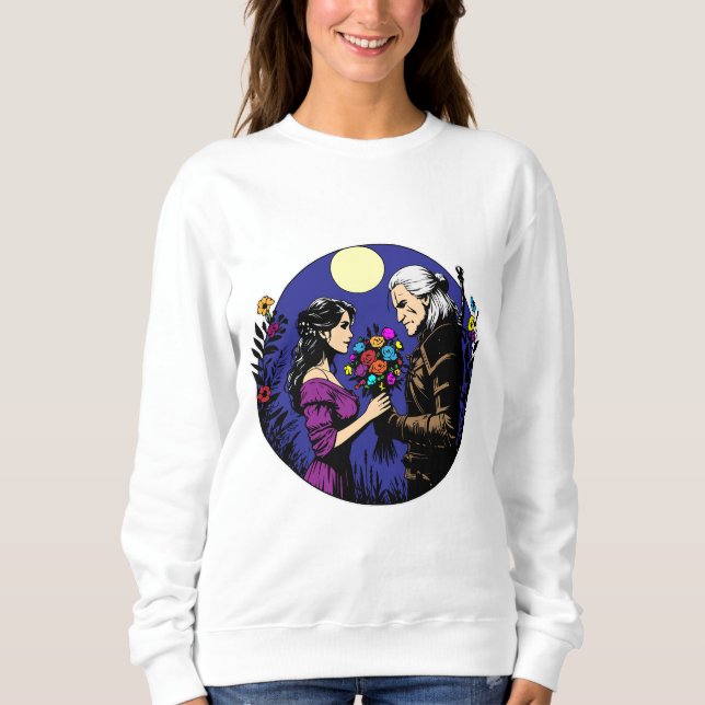 Der Hexer und der Yennefer mit einem Bouquet Sweatshirt (Vorderseite)