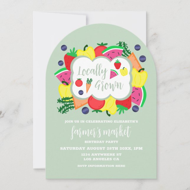 Der hiesige Bauernmarkt zum Geburtstag Einladung (Vorderseite)