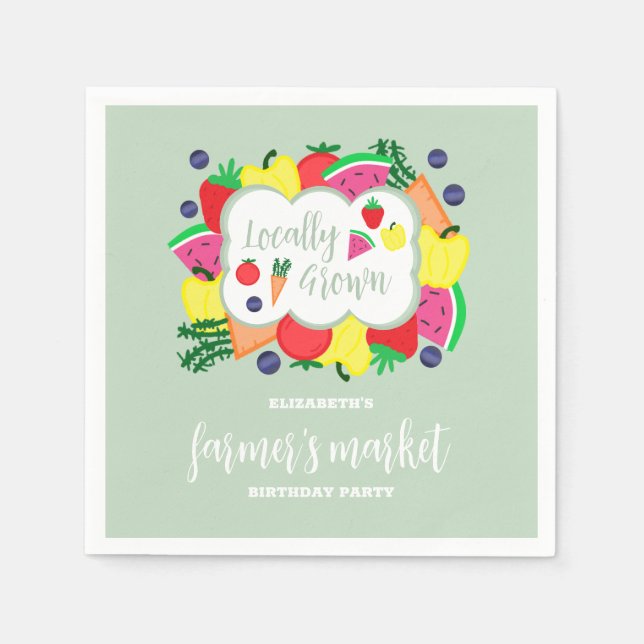 Der hiesige Bauernmarkt zum Geburtstag Serviette (Vorderseite)