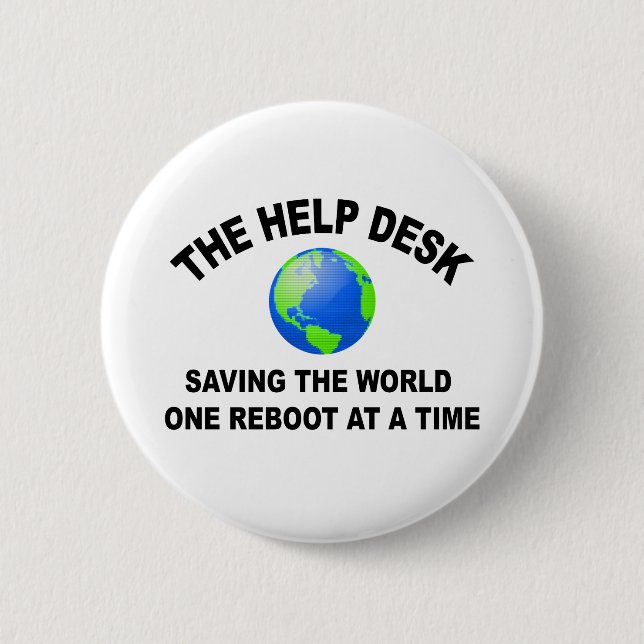 Der Hilfsschreibtisch - Retten der Welt Button (Vorderseite)