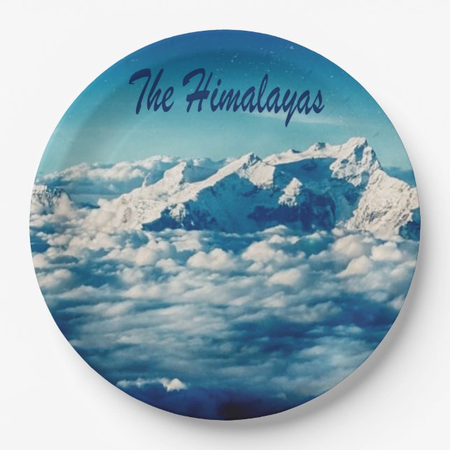 Der Himalaya mit Text Pappteller (Vorderseite)