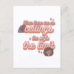 Der Himmel ist das Limit Frauenrechte Rosa Retro Postkarte