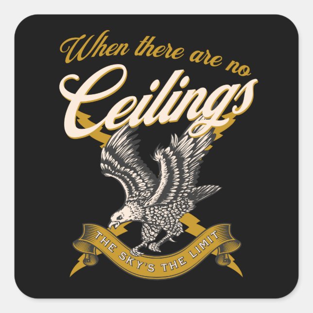 Der Himmel ist die Grenze | Frauenrechte Gelber Ad Quadratischer Aufkleber (Vorderseite)