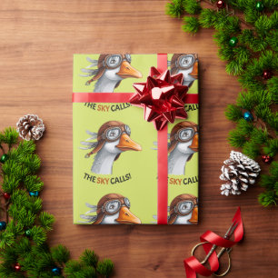 Der Himmel ruft! Lustiger Pilot Gans Geschenkpapier
