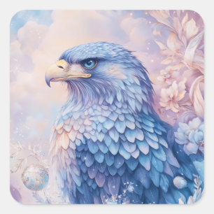 Der himmlische Adler zwischen Blumen Quadratischer Aufkleber
