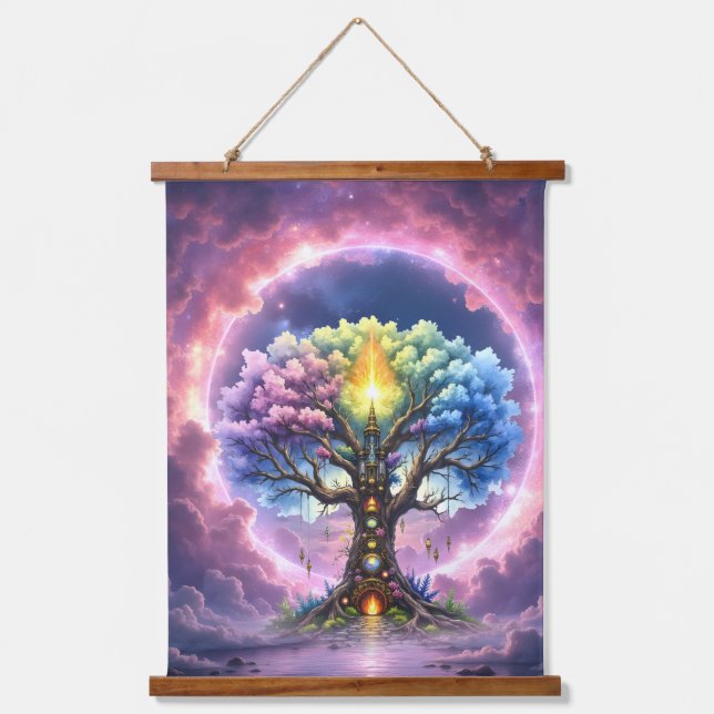 Der himmlische Baum der ewigen Reiche Wandteppich Mit Holzrahmen (Vorderseite)