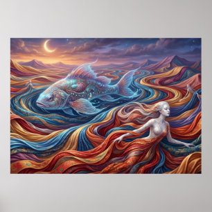 Der himmlische Fisch in der Seidenwüste Poster