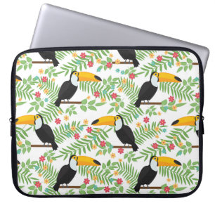 Der Hintergrund tropischer Vögel ist nahtlos. Touc Laptopschutzhülle