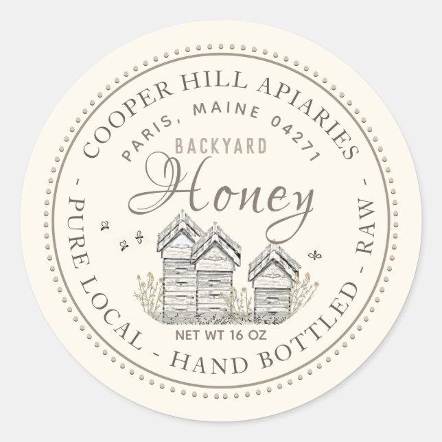 Der Hinterhof versteckt sich in reiner Handflasche Runder Aufkleber (Vorderseite)