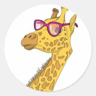 Der Hipster Giraffe Runder Aufkleber
