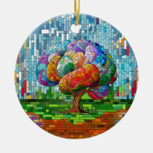 Der Hirnbaum farbenfrohe Mosaik Keramik Ornament