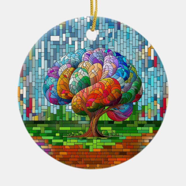 Der Hirnbaum farbenfrohe Mosaik Keramik Ornament (Vorne)