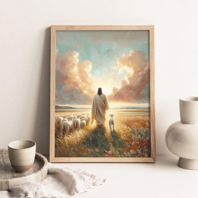 Der Hirte rettet den Einen, Christliche Kunst, Jes Poster (Von Creator hochgeladen)