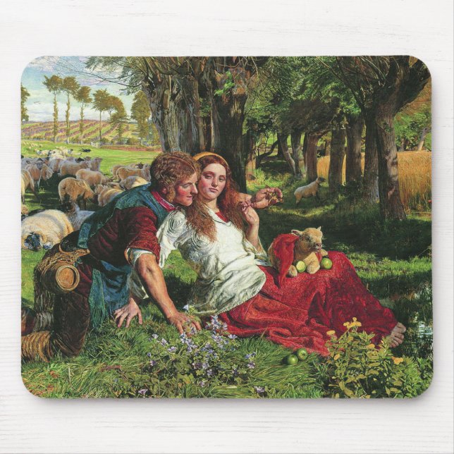 Der Hirte und seine Freundin (von Holman Hunt) Mousepad (Vorne)
