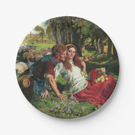 Der Hirte und seine Freundin (von Holman Hunt) Pappteller
