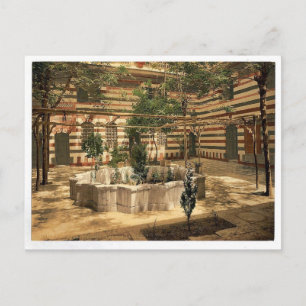 Der Hof eines Hauses, Damaskus, Heiliges Land, (d. Postkarte