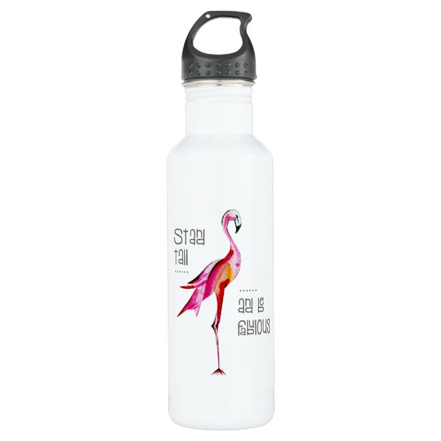 Der hohe Flamingo-Stand ist fabelhaftes lustiges Edelstahlflasche (Vorderseite)