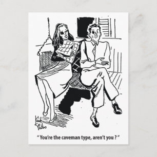 Der Höhlentyp, Dating-Paar, Humor, Vintage Postkarte