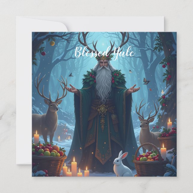 Der Holly King heißt Yule willkommen Karte (Vorderseite)